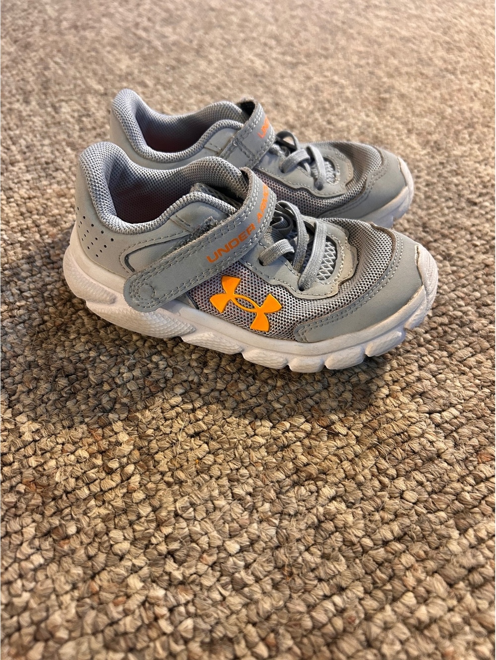 Under Armour Toddler Boys' Athletic Sneakers Gray Orange Size 7